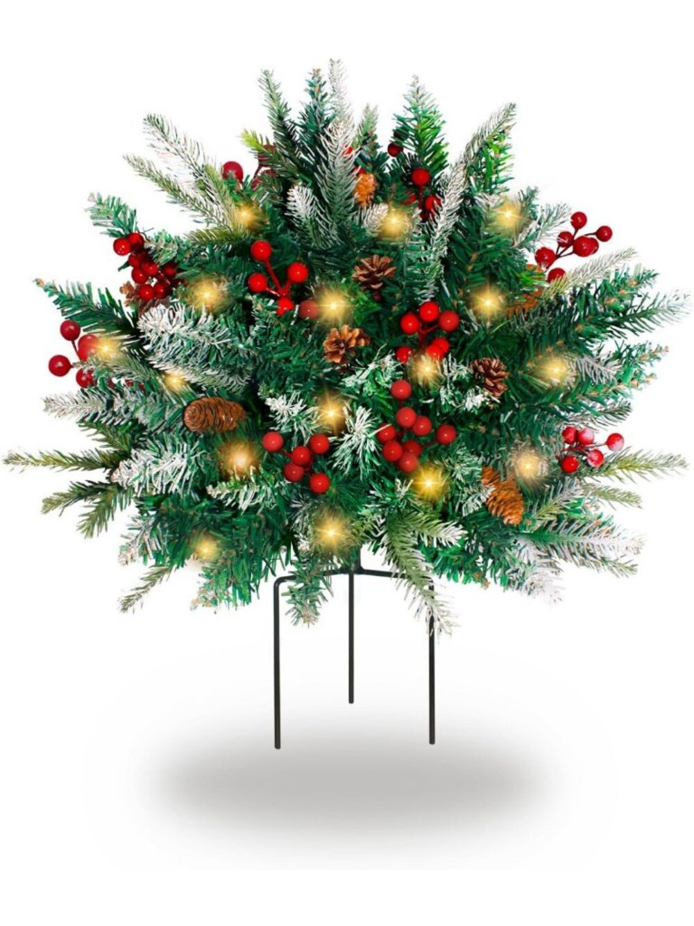 24-Inch Lighted Christmas Urn Filler - Warm White Holiday Planter Decor
